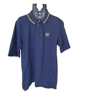 Milwaukee Brewers Men’s MLB Majestic Dri Fit Navy Polo Golf Shirt Size M